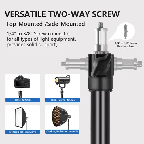 Miniatura 4 de Soporte de luz para fotografía con amortiguación de aire, 9 pies/9.0 ft de aluminio ajustable resistente trípode de estudio resistente trípode