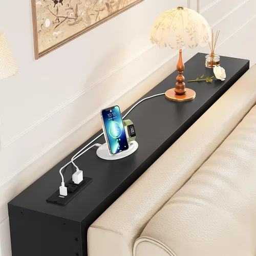 Miniatura 2 de FAVOOSTY Mesa de sofá de 39.4 pulgadas, mesa de consola estrecha y delgada para sala de estar, pasillo, entrada, mesa decorativa con almacenamiento