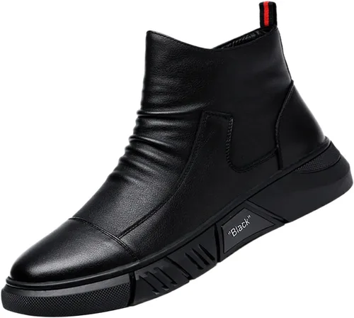 Miniatura 8 de Keilinia Botas de cuero casuales de alta calidad italianas negras para hombre, botines antideslizantes que absorben los golpes para otoño 2022