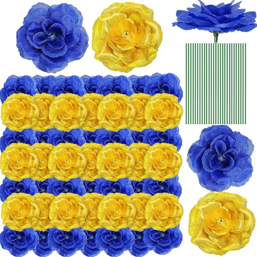 Yunlly 100 piezas de flores artificiales de seda falsa con tallo largo en ramo de rosas para boda, fiesta, decoración del hogar para bricolaje, baby