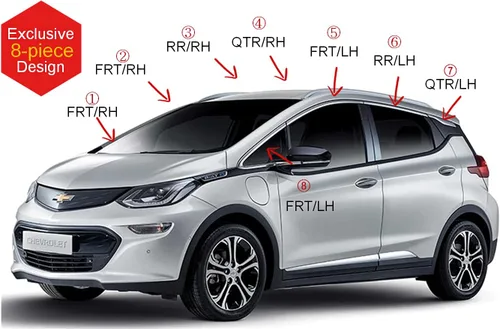 Miniatura 3 de AUTOCLOVER - Juego de 8 protectores de lluvia con cinta adhesiva para Chevrolet Bolt Ev 2017 2018 2019 2020 2021 2022 2023 / deflectores de ventana