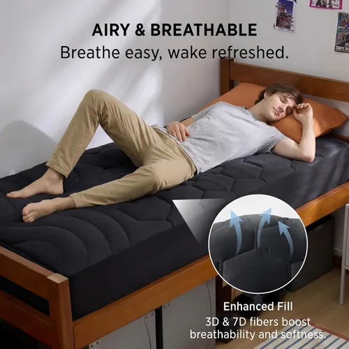 Miniatura 45 de Bedsure Protector de colchón beige individual XL – Cubrecolchón suave para dormitorio universitario, protector de cama individual extra largo