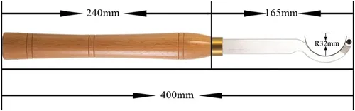 Miniatura 2 de Herramienta de torneado de madera hueca con cuello de cisne, cincel doblado con punta de carburo redondo de 0.472 in, longitud de 16 pulgadas
