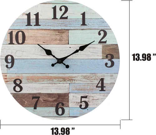 Miniatura 5 de Stonebriar - Reloj de pared de madera rústica, funciona con pilas, decoración de pared clásica de granja para la cocina, sala, dormitorio u oficina