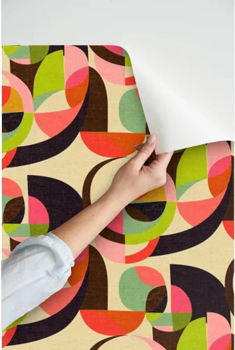 Miniatura 3 de Peel & Stick Wallpaper 12ft x 2ft - Mid Century Midcentury Modern Mod 1950S 1960S Retro Earth Tones Geometric Circles Custom Removable Wallpaper by