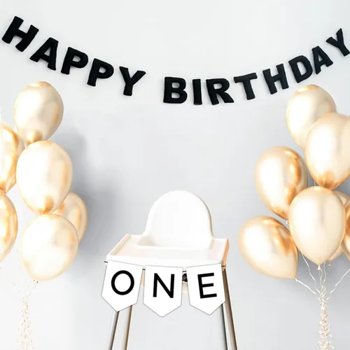 Miniatura 3 de Meygajoe - Cartel de feliz cumpleaños de fieltro preencordado, guirnalda reutilizable, decoración de pancarta de cumpleaños, letrero personalizado