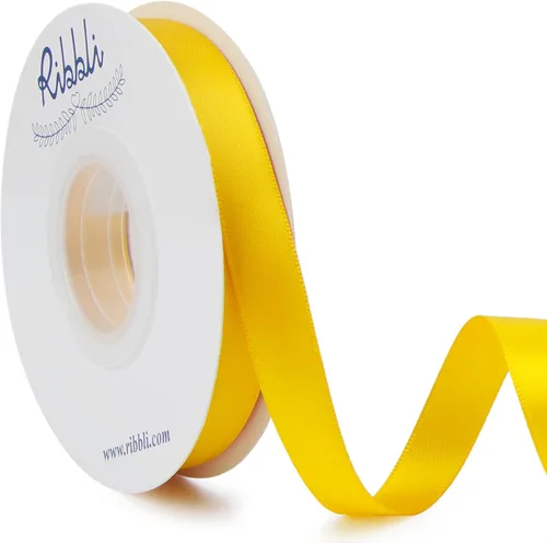 Miniatura 118 de Ribbli - Cinta de satén de doble cara dorada, 1 pulgada x 25 yardas, uso para ramo de lazos, envoltura de regalos, decoración de boda Dorado