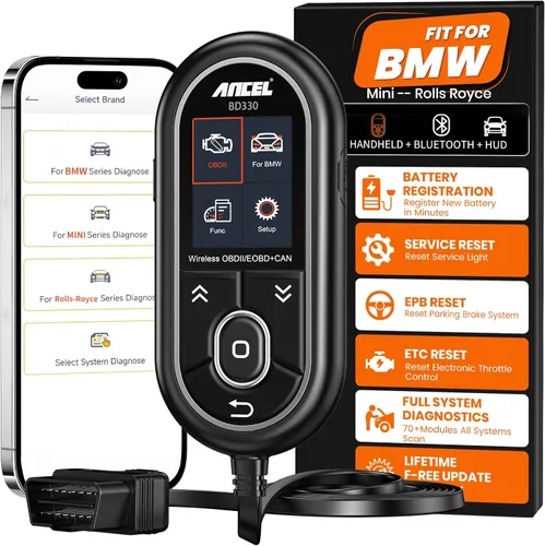 ANCEL BD330 OBD2 Escáner Bluetooth (Actualizado BD310 para BMW) Herramienta de diagnóstico de sistema completo con registro de batería, función de