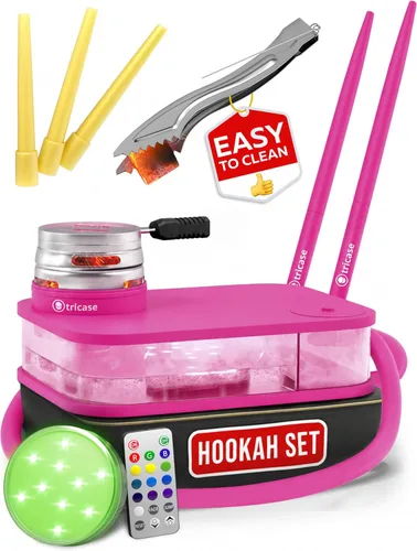 Miniatura 12 de Set portátil de cachimba con todo incluido - Set portátil de cachimba negro para viajes con bolsa plana para cachimba - Kit de cachimba