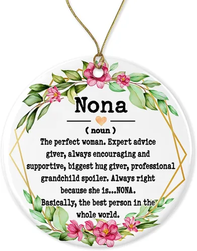 Nona Noun Ornamento – Adorno de Navidad para Nona – Adorno para el Día de la Madre – Regalos sin definición – Recuerdo impreso en un lado