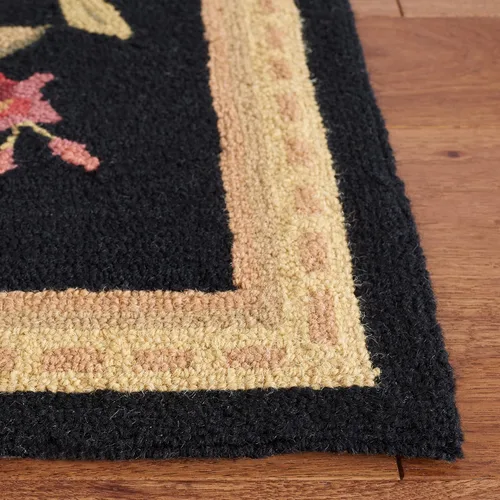 Miniatura 3 de SAFAVIEH Chelsea Collection - Alfombra decorativa de 1 pies 8 pulgadas x 2 pies 6 pulgadas, color negro, lana de campo francesa enganchada a mano
