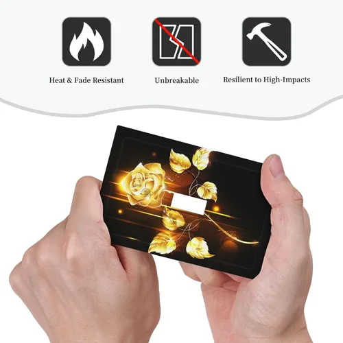 Miniatura 618 de Cubiertas de placa de pared de 3 gang con interruptor de luz de triple palanca, en negro y dorado con esplendor de oro rosa, estampado floral