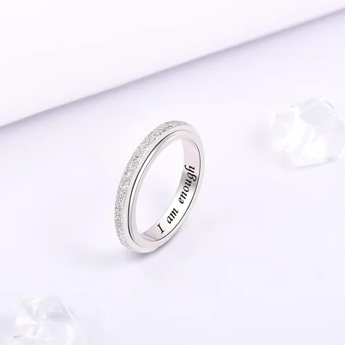 Miniatura 14 de Sterling Silver Spinner Fidget Ring Anti Anxiety Worry Relieving Boredom ADHD Autism Band Ring for Women Men