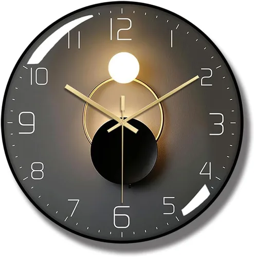Reloj de pared de PVC de 14 pulgadas Marco estrecho Cubierta de vidrio templado Movimiento silencioso Punteros de metal Estilo simple (negro)