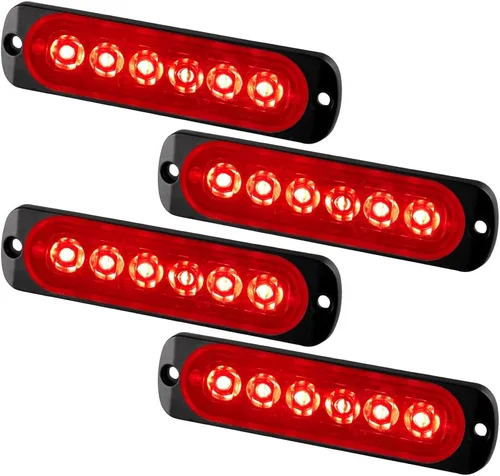 Miniatura 8 de 4 luces estroboscópicas de emergencia ultrafinas de 4 LED, montaje en superficie universal, 12-24 V, advertencia de emergencia, baliza