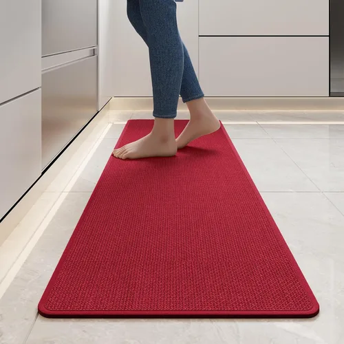 Miniatura 62 de YDKGL Tapetes de cocina para piso, alfombras de cocina súper absorbentes, antideslizantes, lavables, de lino sintético suave trenzado, alfombra