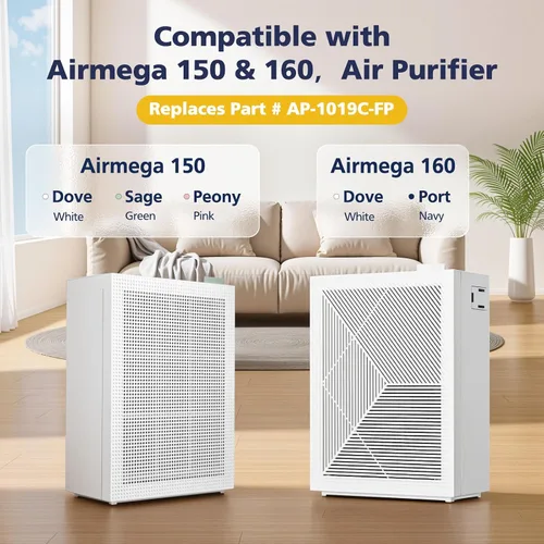Miniatura 2 de 2 juegos de filtros de repuesto para Coway Airmega 150(W) 150(K) purificador de aire, 2 filtros HEPA y 8 filtros de carbono activo, AP-1019C-FP
