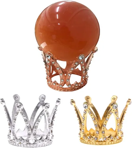 Paquete de 3 soportes de exhibición de metal para lente de cristal de cristal, bola de adivinación, fotografía, base de Lensball para 1.181-1.575 in