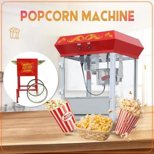 Miniatura 2 de Carro de máquina de palomitas de maíz de 8 onzas, 650 W, máquina para hacer palomitas de maíz con hervidor de acero inoxidable, máquina de palomitas