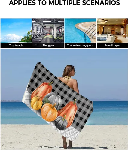 Miniatura 6 de Fall Pumpkins Bath Towels for Bathroom Set - Luxury Towels Gifts for Women,Quick Dry Beach Kitchen Hand Hair Face Yoga Workout Gym Towel and Dish