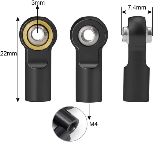 Miniatura 2 de Que-T 10pcs Metal Link Rod End M4 Ball Joint Head para RC Crawler Car (negro)