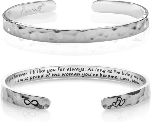 Miniatura 79 de Carviell Pulseras grabadas para mujer, inspiradoras, amistad, amor, mamá, hija, hermana, cristiana, graduación, conmemoración y regalos de boda, más