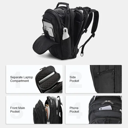 Miniatura 4 de LEVEL8 Mochila para laptop, mochila de trabajo para hombres y mujeres, bolsa de computadora de viaje para negocios, compatible con laptop y portátil