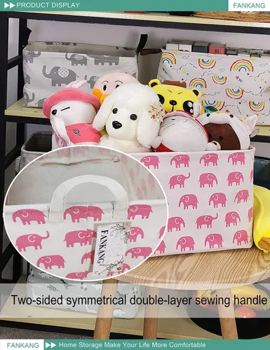 Miniatura 7 de FANKANG - Canasta plegable de almacenamiento para guardería, con revestimiento de polietileno impermeable, de grand tamaño, para niños y niñas