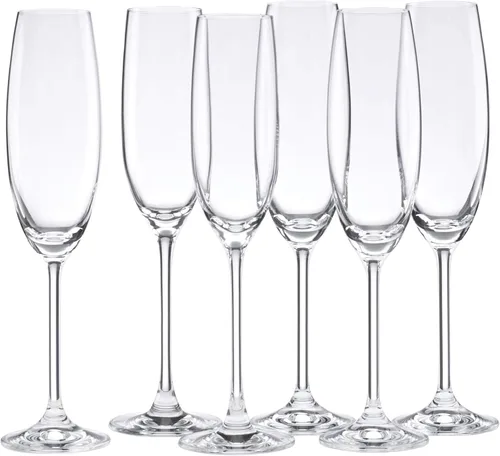 Lenox Copas de Champán, Juego de 6 Copas de Champán de 8 Oz, Clásicos de la Toscana, 3.8 x 25.4 cm, Vidrio Europeo Transparente, Copas con Pie,