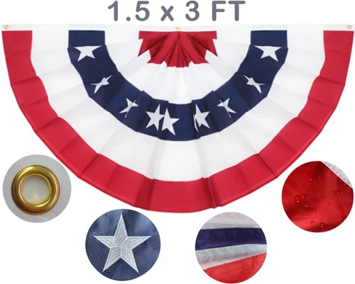 Banderas bordadas para exteriores de 1.5 x 3 pulgadas, resistente decoración del 4 de julio, gruesa y bien cosida, banderines de bandera