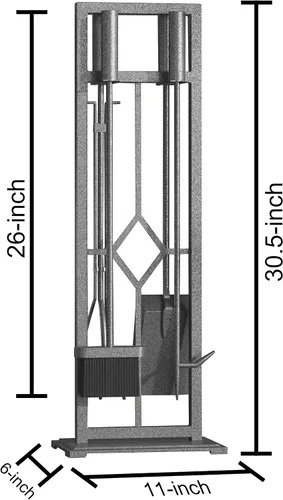 Miniatura 6 de Fire Beauty Juego de 5 herramientas para chimenea de hierro forjado, soporte para poker (bronce antiguo)