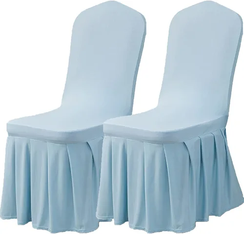 Miniatura 46 de Dimatic Juego de 2 fundas elásticas para sillas de comedor, fundas Parsons con falda, de elastano súper ajuste, funda protectora de asiento para Azul
