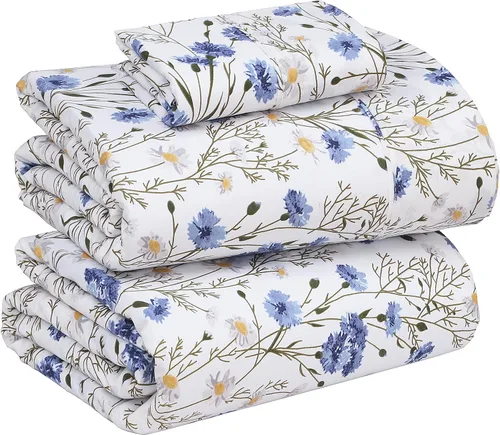 Miniatura 45 de RUVANTI Juego de sábanas divididas tamaño King de 100 % algodón para cama ajustable, 5 piezas, ropa de cama de tejido de percal suave y Guisante