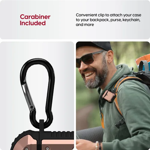 Miniatura 5 de TALK WORKS Funda para AirPods con llavero – Funda protectora resistente para AirPods, funda de llavero con clip, mosquetón de carga inalámbrica, Rosa
