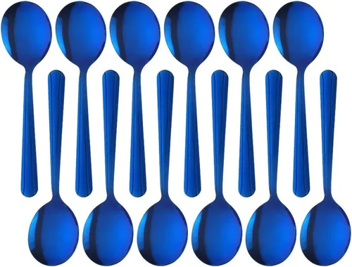 Miniatura 13 de Juego de cubiertos de cuchara redonda de 12 piezas, cucharas redondas de 5.8 pulgadas, color plateado