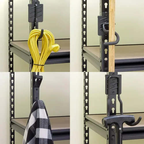 Miniatura 5 de Wallmaster Kit Organizador de Ganchos para Estanterías Sin Tornillos, 7 Piezas de Accesorios de Almacenamiento Colgantes Ajustables para Rack de Ojo