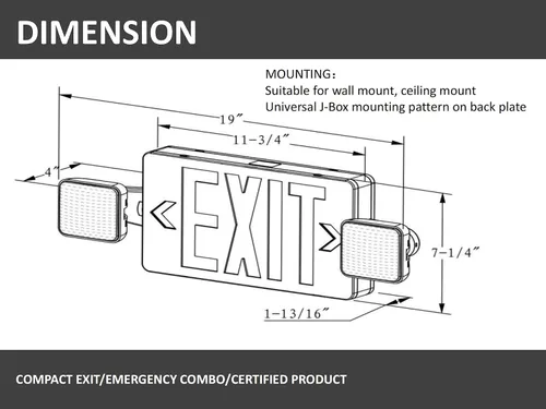 Miniatura 2 de Señal de salida combinada de luz LED roja de emergencia con batería de respaldo, dos lámparas LED ajustables, entrada AC/DC, voltaje dual opcional