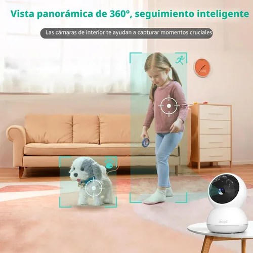 Miniatura 6 de Cámara para interiores, cámara de seguridad HD 3K para interiores, cámara para mascotas con inclinación panorámica de 360°, audio bidireccional