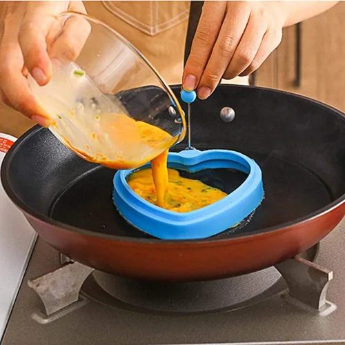 Miniatura 7 de SEIWEI Molde de huevo frito Anillos de cocina de huevo antiadherente DIY Pancake Hornear Herramienta de cocina Forma de corazón Rojo