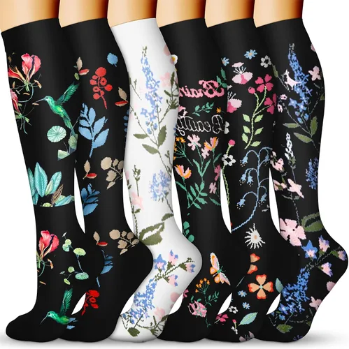 Miniatura 12 de Calcetines de compresión para mujeres y hombres 15-20 mmHg, mejores para uso médico, enfermería, para correr, atletismo, varices, viajes