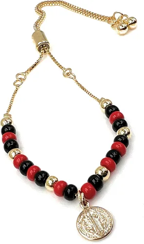Miniatura 5 de LESLIE BOULES Pulsera de oro de San Benito para mujer, joyería de protección, Latón