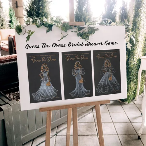 Miniatura 5 de Fulmoon 30 juegos de Adivina el vestido, juegos de despedida de soltera para invitados, incluyen tarjetas de juegos de ducha de boda, lápices Negro