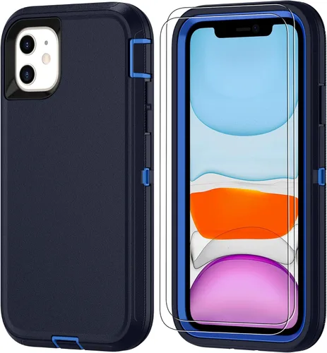 Miniatura 18 de Jshru para iPhone XR Funda con [2 Pack] Protector de Pantalla HD, [Grado Militar] 3-en-1 Resistente Protector de Cuerpo Completo a Prueba de Negro