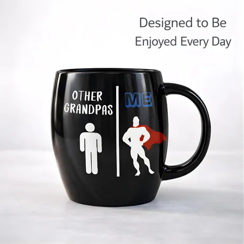 Miniatura 7 de Taza de café divertida de 16 onzas – Diseño de superhéroe de otros abuelos contra mí – Taza de cerámica de doble cara regalo para abuelo, papá