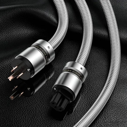 Miniatura 2 de Tertullus HiFi Audiophile AC Highend Audio Cable de alimentación de 3 clavijas 14AWG Cable de alimentación audiófilo 125V 15A Plata (1 M/3.28 pies)