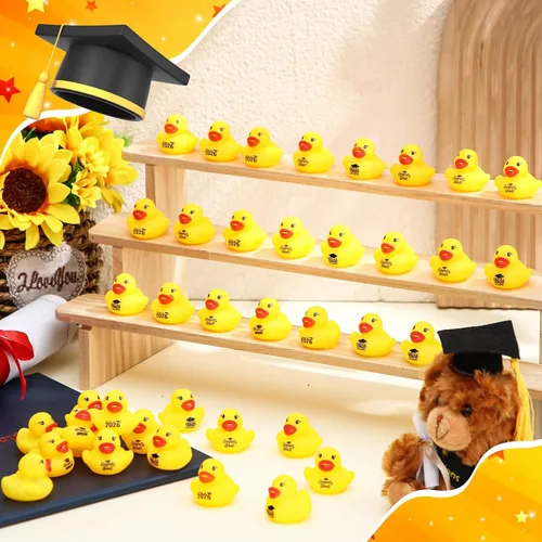 Miniatura 5 de MiniInflat 100 patos de goma de graduación de clase 2026 a granel 2026 Congrats Grad, varios patos de goma para graduación, juguetes de pato