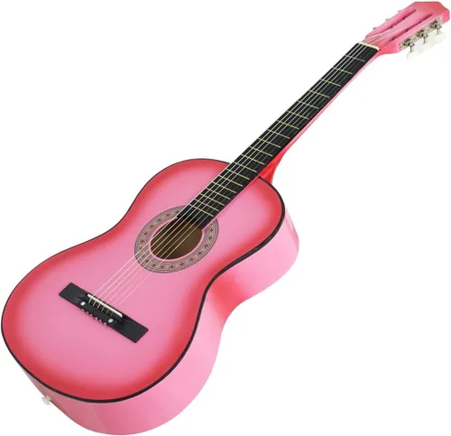 Miniatura 4 de Kit combinado de guitarra acústica rosa de 38 pulgadas para niños, adolescentes, principiantes, amantes de la música, con bolsa de concierto