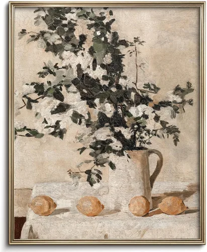 Miniatura 31 de Pintura vintage de paisaje de campo de flores silvestres, arte de pared de paisaje rural de granja, impresión artística de paisaje de jardín