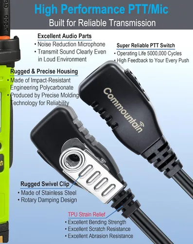Miniatura 4 de commountain XPR 3500e XPR 3300e Auricular con Micrófono Compatible para Radios Motorola XPR3300e XPR3500e XPR3300 XPR3500, Auricular en Forma de G