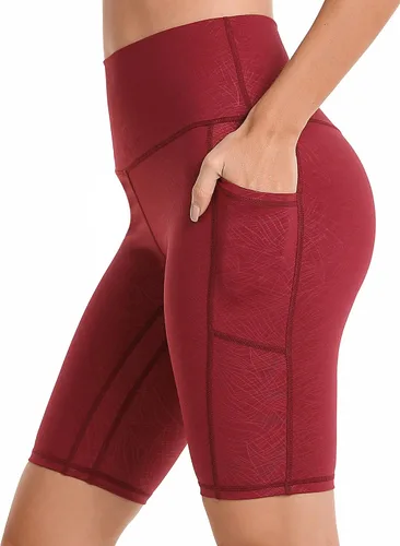 Sunzel Pantalones cortos de ciclismo de 10 pulgadas, 8 y 5 pulgadas, para mujer, con bolsillos, cintura alta, para yoga, atletismo, gimnasio,